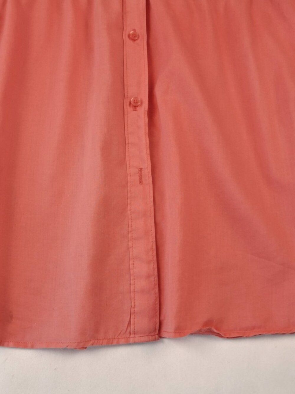 Calvin Klein Sz L Cotton Blouse Coral Orange Capped Sleeve Drawstring Mid Read - Picture 6 of 11